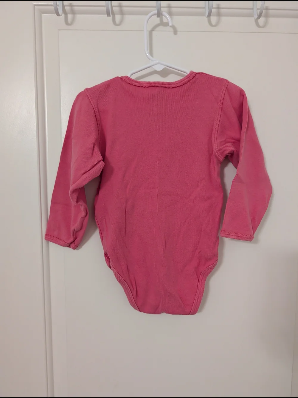 Vintage Baby OshKosh B'gosh Pink Long Sleeve Bodysuit With Flower Embroidery